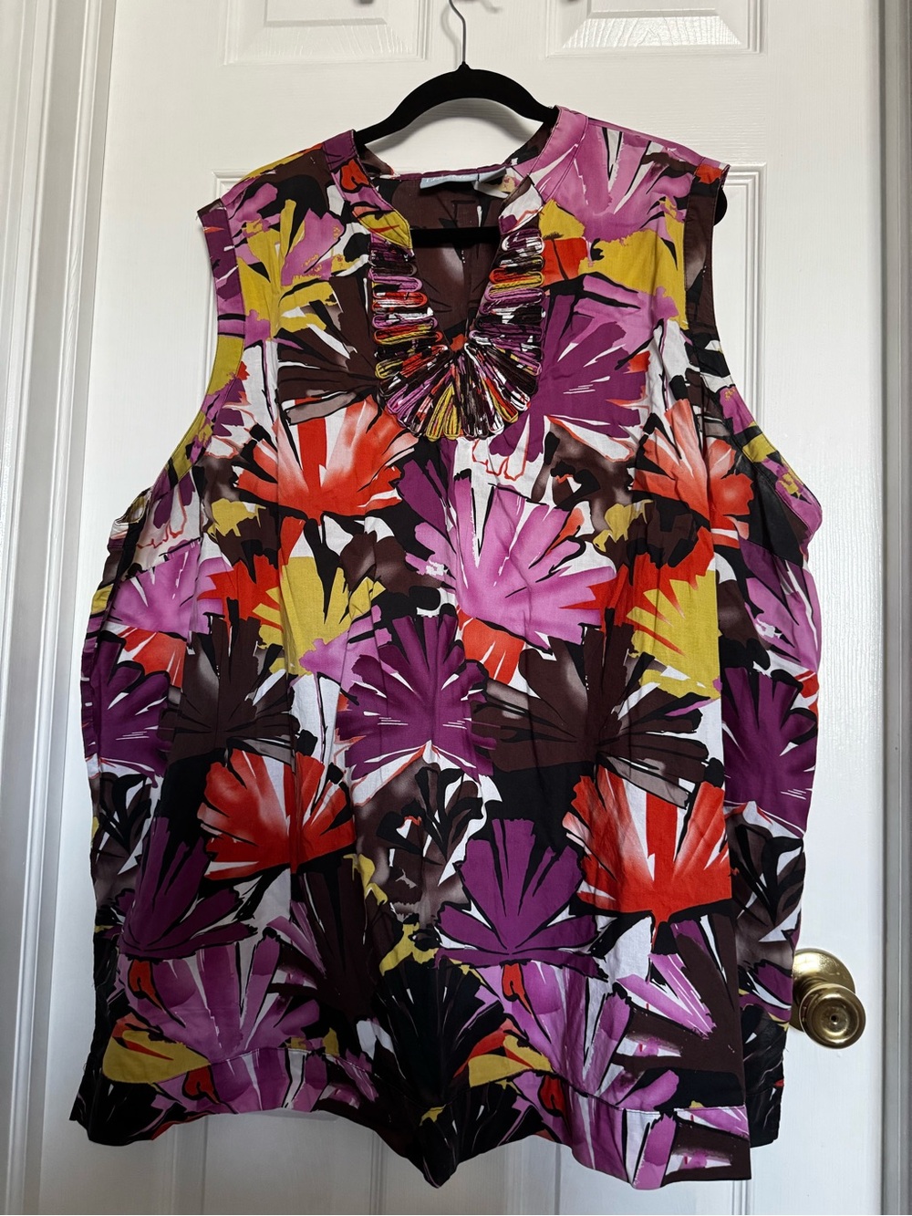 Liz & Me Sleeveless Floral Print Shell Top - Purple Multi